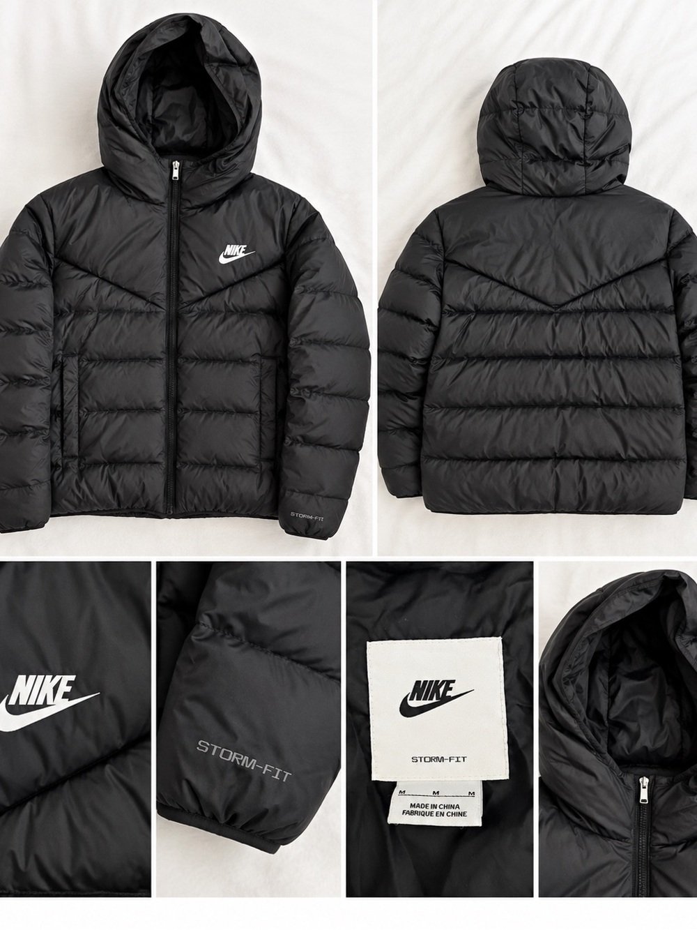 Nike Women Black Hooded Puffer Jacket